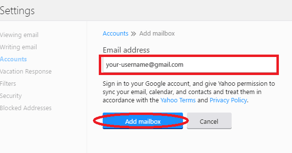 Gmail settings for Yahoo